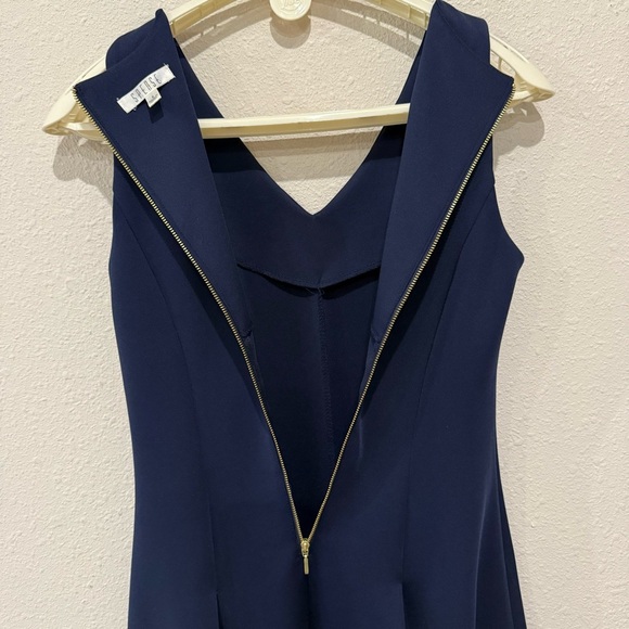 Spense V-neck Sleeveless Dress Laser Cut Pleated Party Wedding Navy Women’s Sz 8 - Picture 4 of 13